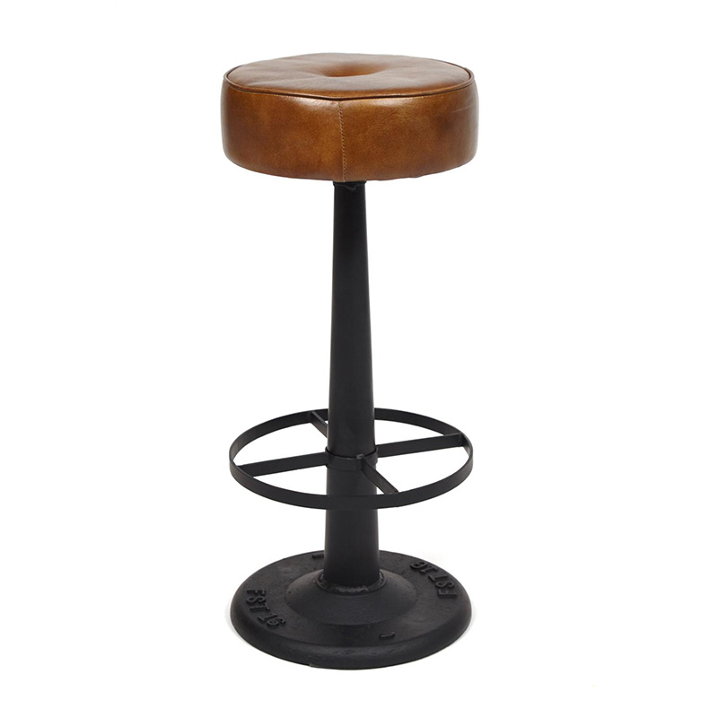 Барный стул Industrial leather bar stool Коричневый Черный в Краснодаре | Loft Concept 