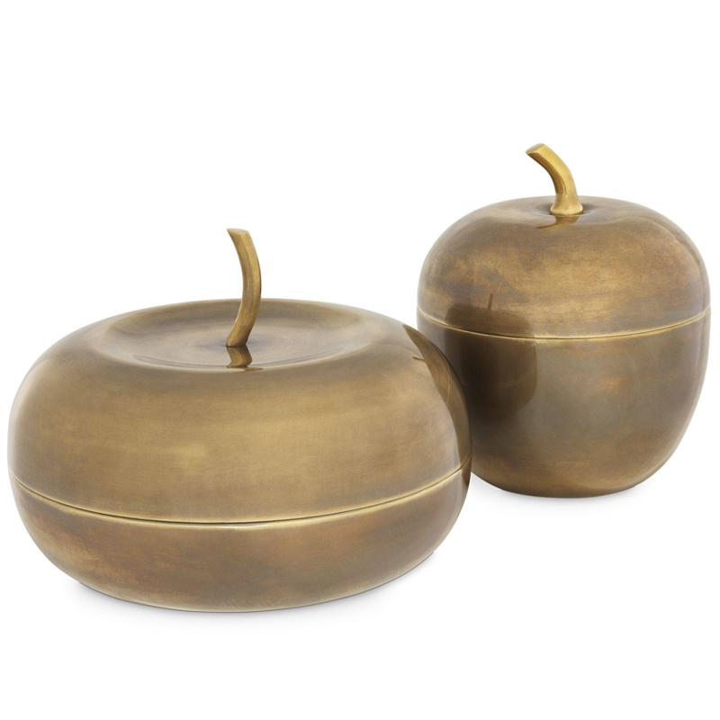 Комплект шкатулок Eichholtz Box Apple Set of 2 brass Винтажная латунь в Краснодаре | Loft Concept 