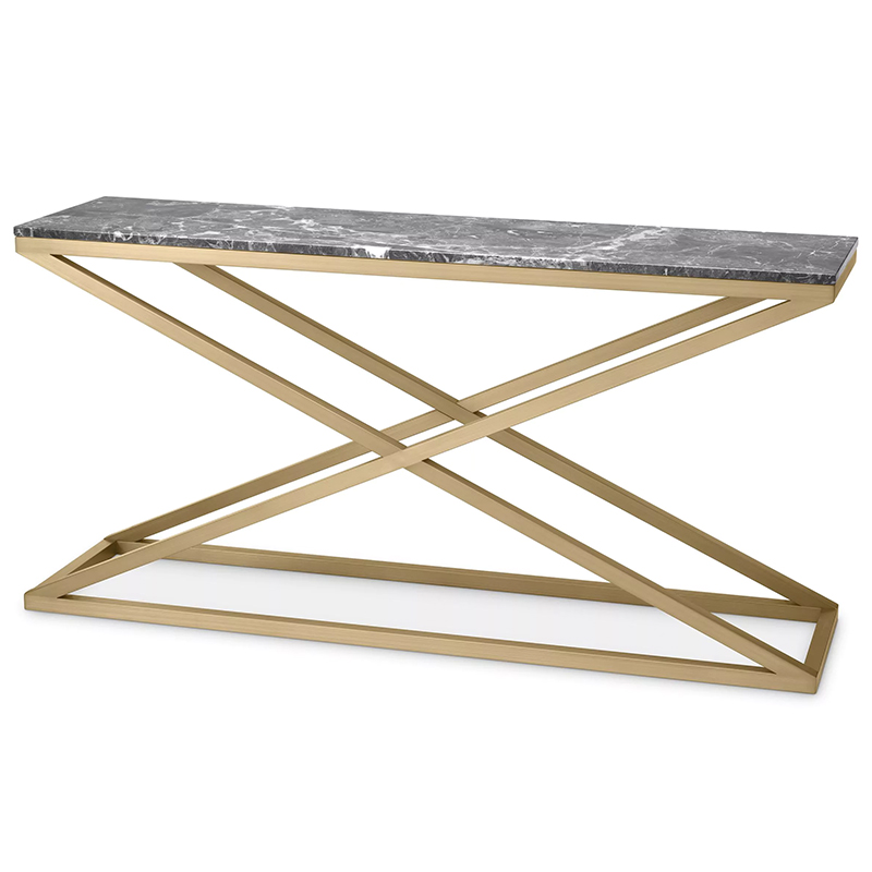 Консоль Eichholtz Console Table Criss Cross Латунь Серый в Краснодаре | Loft Concept 