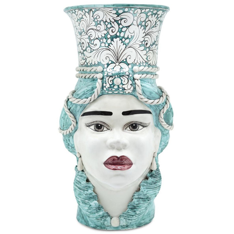 Ваза Vase Moro Lady Giant Ornate Malachite Бирюзовый Белый в Краснодаре | Loft Concept 