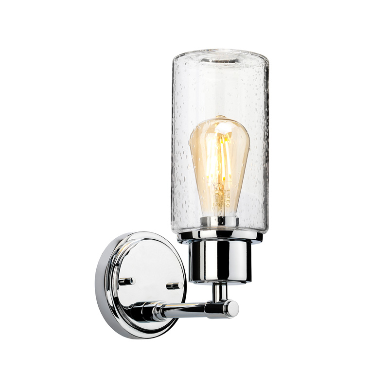 Бра с цилиндрическим прозрачным плафоном из стекла с пузырьками Elstead Lighting Хром Прозрачное Стекло в Краснодаре | Loft Concept 