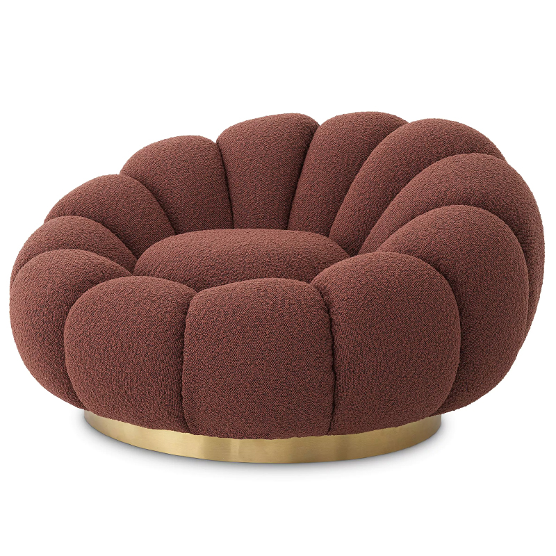 Кресло Eichholtz Swivel Chair Mello Boucle Rouge Бургундский красный Латунь в Краснодаре | Loft Concept 