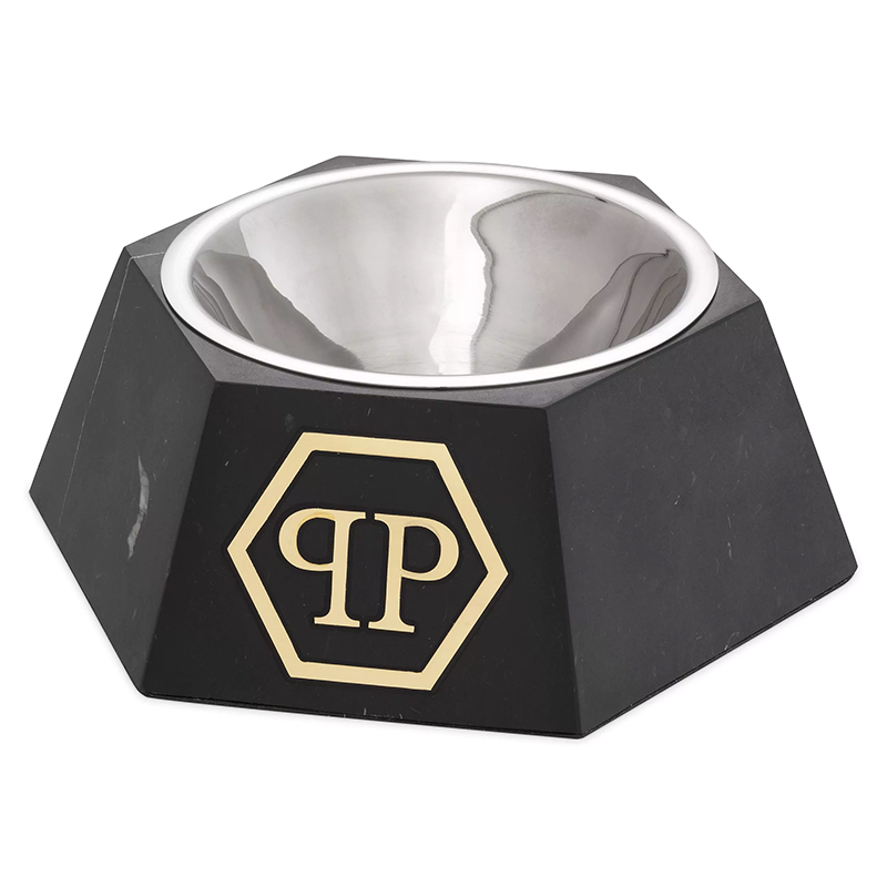 Миска для корма Philipp Plein Dog Food bowl Nice L Black Черный Мрамор Nero Сталь Золотой Миска для корма Philipp Plein Dog Food bowl Nice L Black Черный Мрамор Nero Сталь Золотой в Краснодаре | Loft Concept