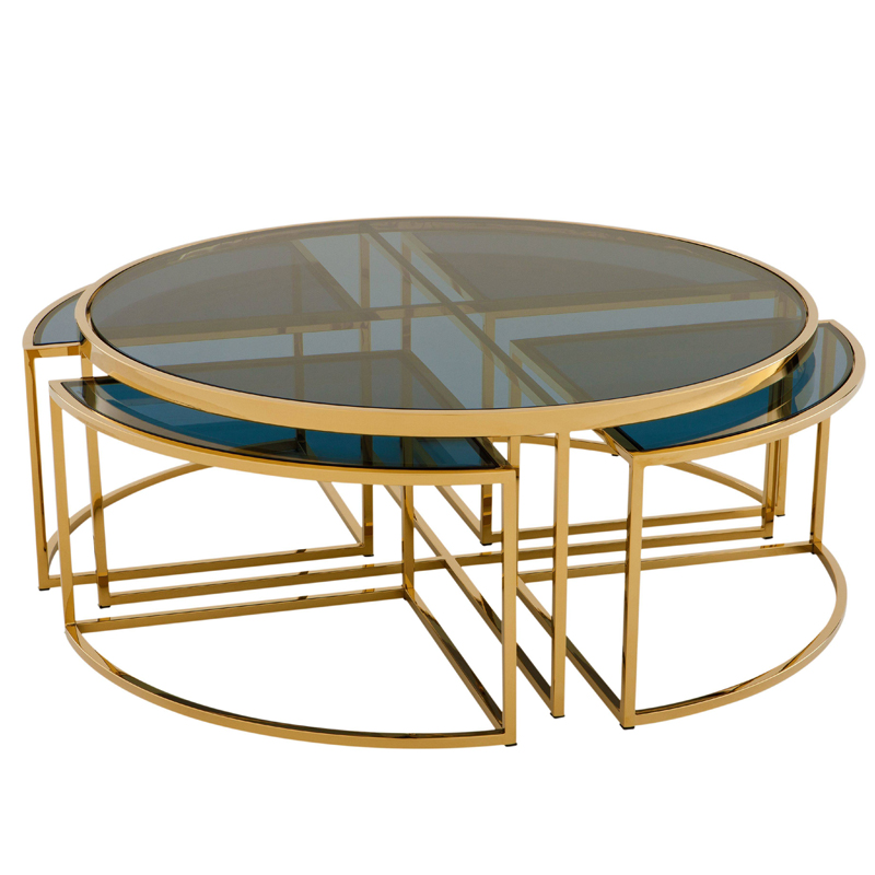 Кофейный стол Eichholtz Coffee Table Padova Gold Золотой Стекло Смок в Краснодаре | Loft Concept 