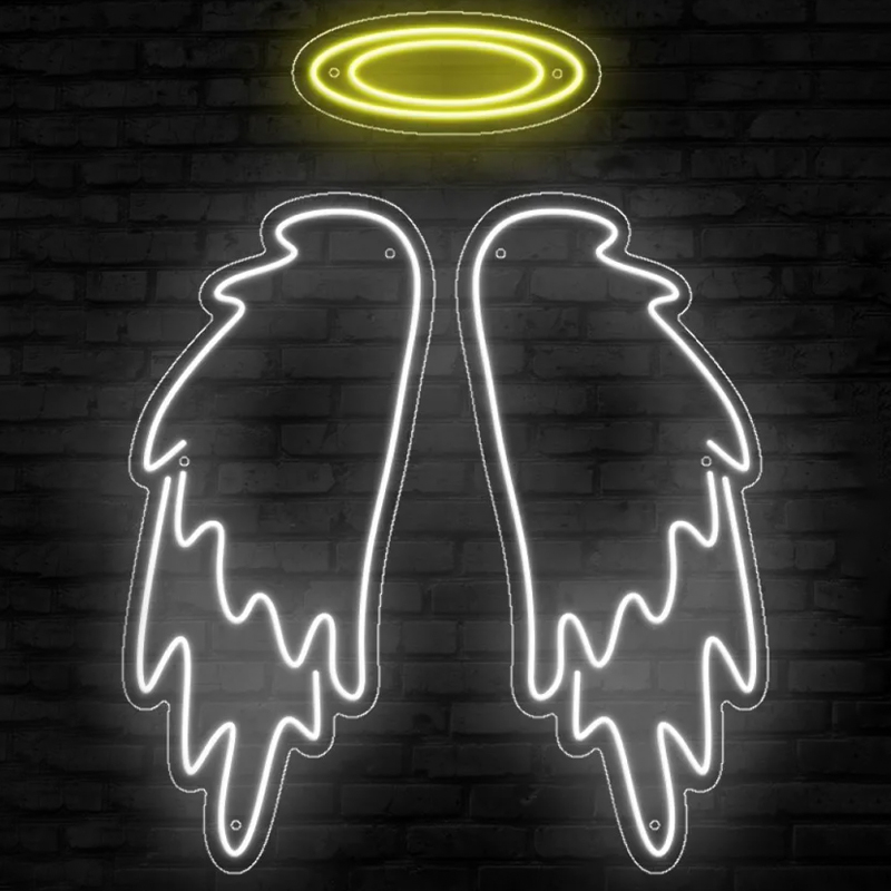 Неоновая настенная лампа White Wings Neon Wall Lamp Прозрачный Белый Желтый в Краснодаре | Loft Concept 