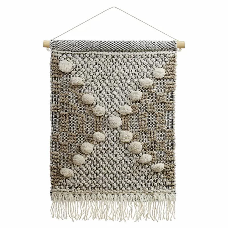 Панно из шерсти и хлопка с узором Beige Calista Orbit Бежевый Черный в Краснодаре | Loft Concept 