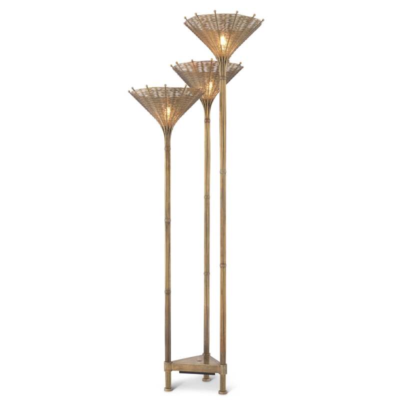 Торшер Eichholtz Floor Lamp Kon Tiki Triple Винтажная латунь в Краснодаре | Loft Concept 