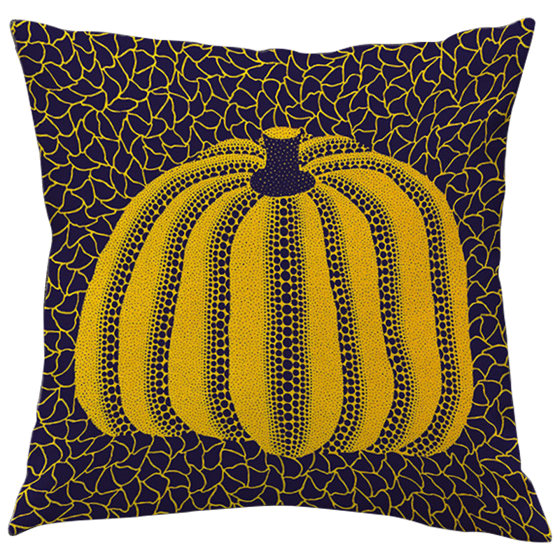 Декоративная подушка Yayoi Kusama Pumpkin Yellow Черный Желтый в Краснодаре | Loft Concept 