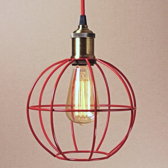 Подвесной светильник Wire Cage Pendant Ball Red Красный в Краснодаре | Loft Concept 