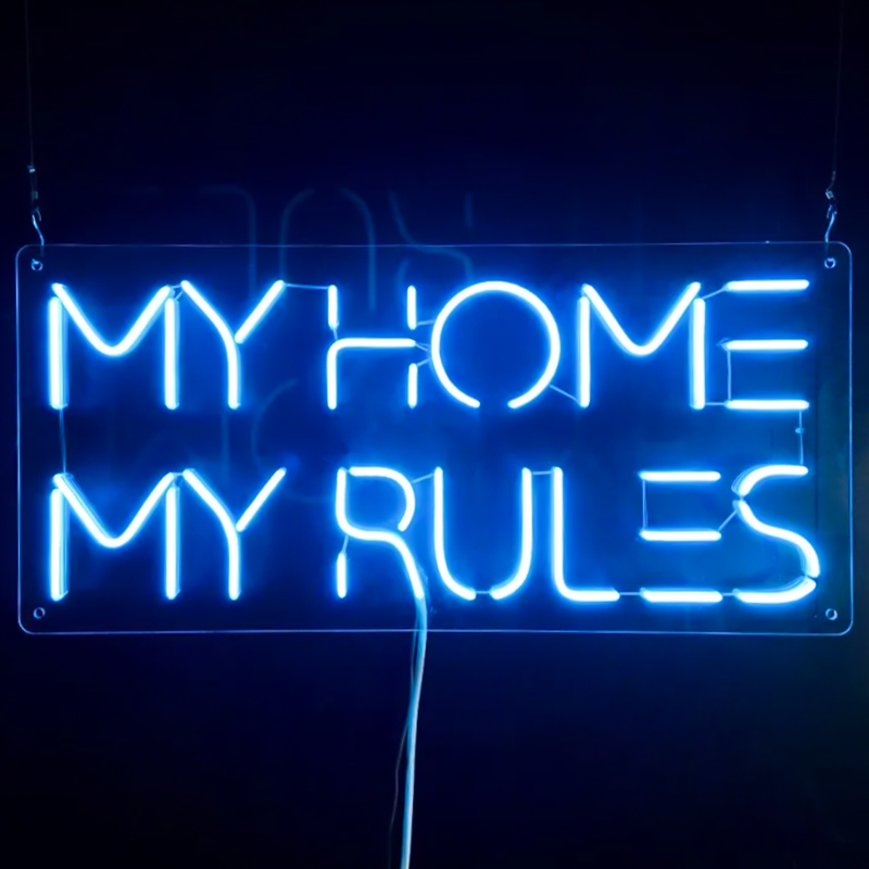 Неоновая настенная лампа My Home My Rules Neon Wall Lamp Синий Прозрачный в Краснодаре | Loft Concept 