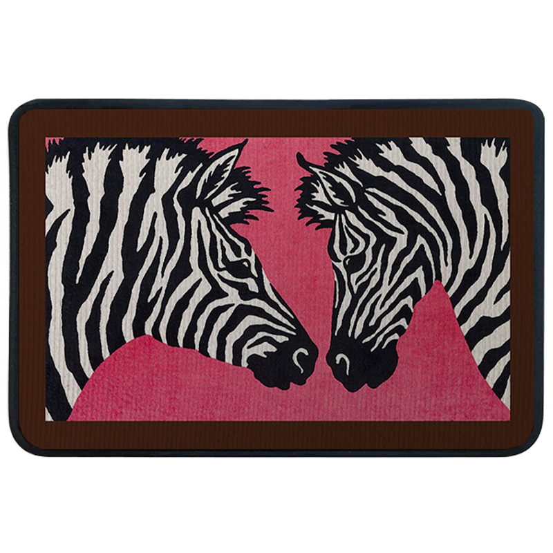 Ковер для прихожей и ванной Hermes Zebra Twins Rug Розовый Черно-белый в Краснодаре | Loft Concept 