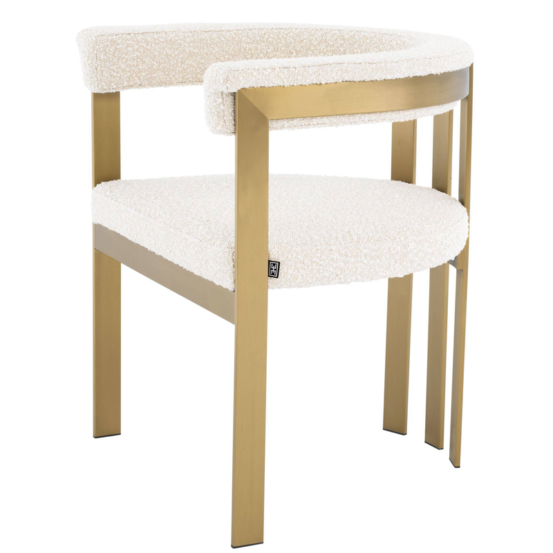 Стул Eichholtz Dining Chair Clubhouse boucle cream Кремовый Латунь в Краснодаре | Loft Concept 