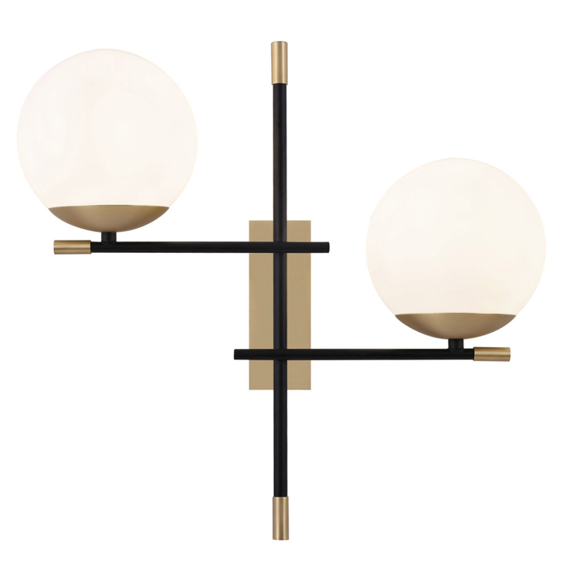 Бра Spike Two Balls Wall Lamp матовое золото Прозрачный белый в Краснодаре | Loft Concept 