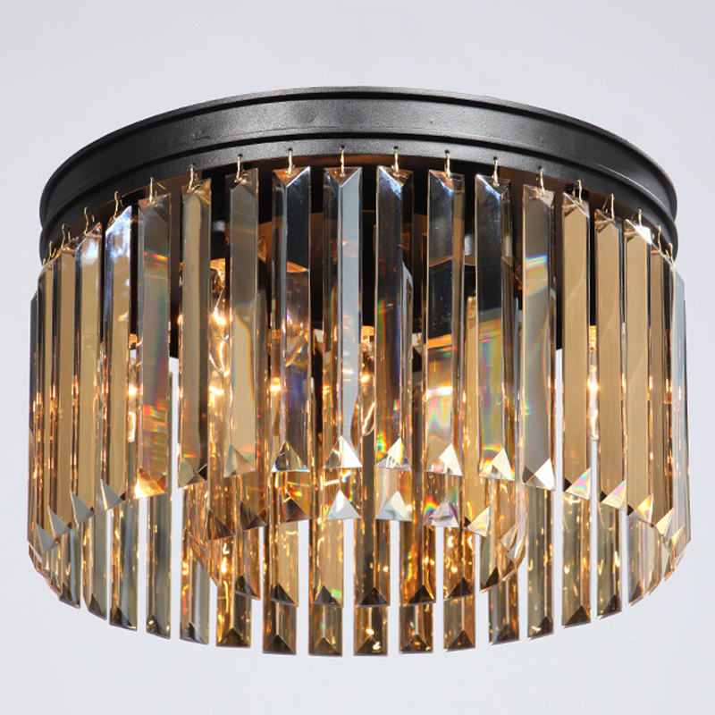 Потолочный светильник ODEON Amber GLASS Prism Round 2-TIER 40 см Черный в Краснодаре | Loft Concept 