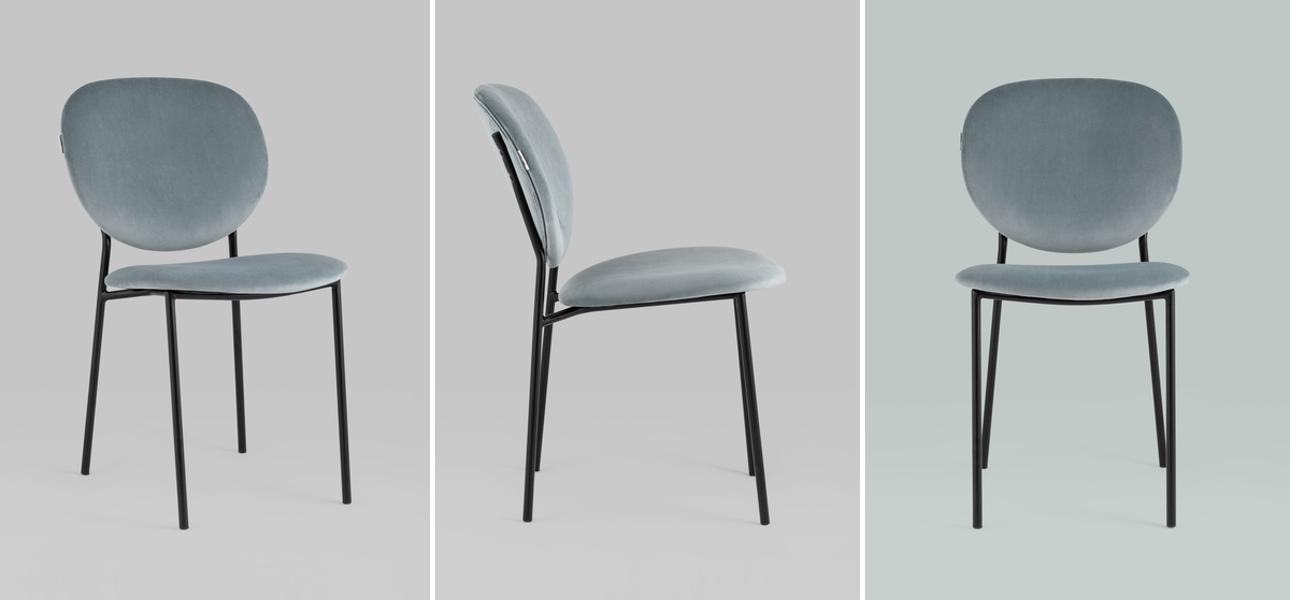 Стул Stanley Chair Пыльно-Голубой Велюр - фото