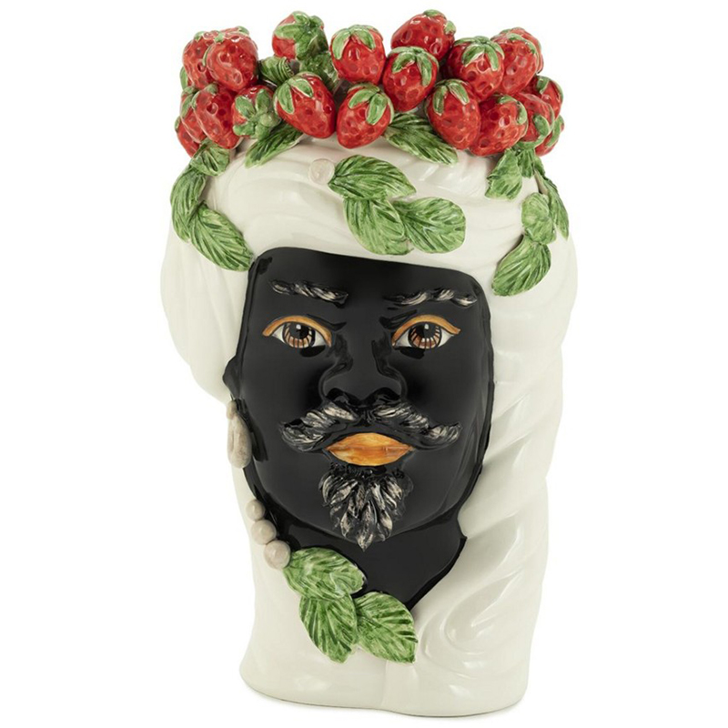 Ваза Vase Strawberries Head Man White Мульти Белый Красный Зеленый Черный в Краснодаре | Loft Concept 