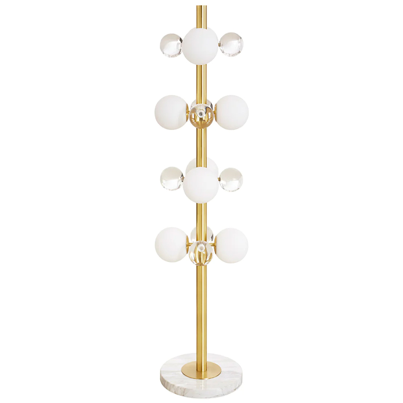 Торшер GLOBO FLOOR LAMP-BRASS Jonathan Adler Золотой Прозрачное Стекло Белый в Краснодаре | Loft Concept 