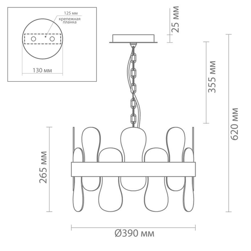 Люстра Eve Chandelier фигурное стекло диаметр 40 см в Краснодаре