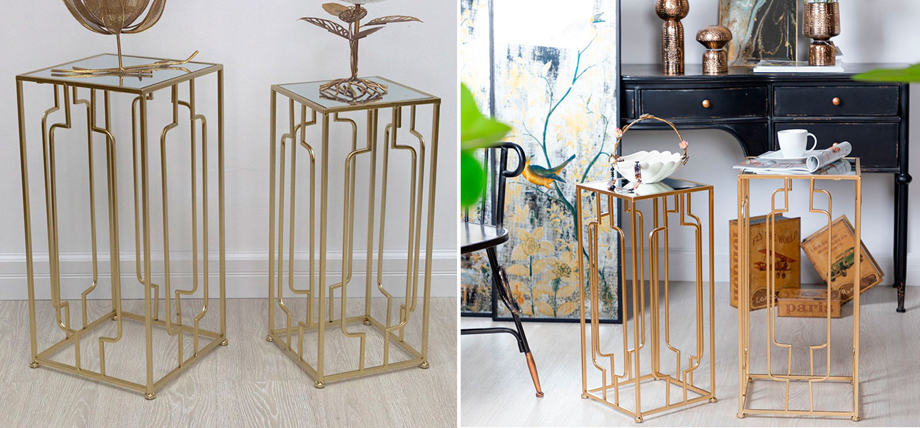 Столик маленький с золотой основой Edison - фото