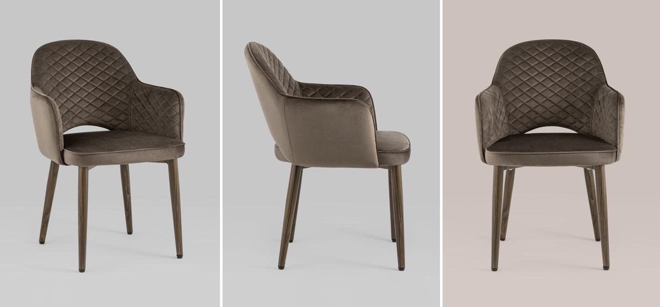 Стул SHARRON ромбы Коричневый Велюр - фото