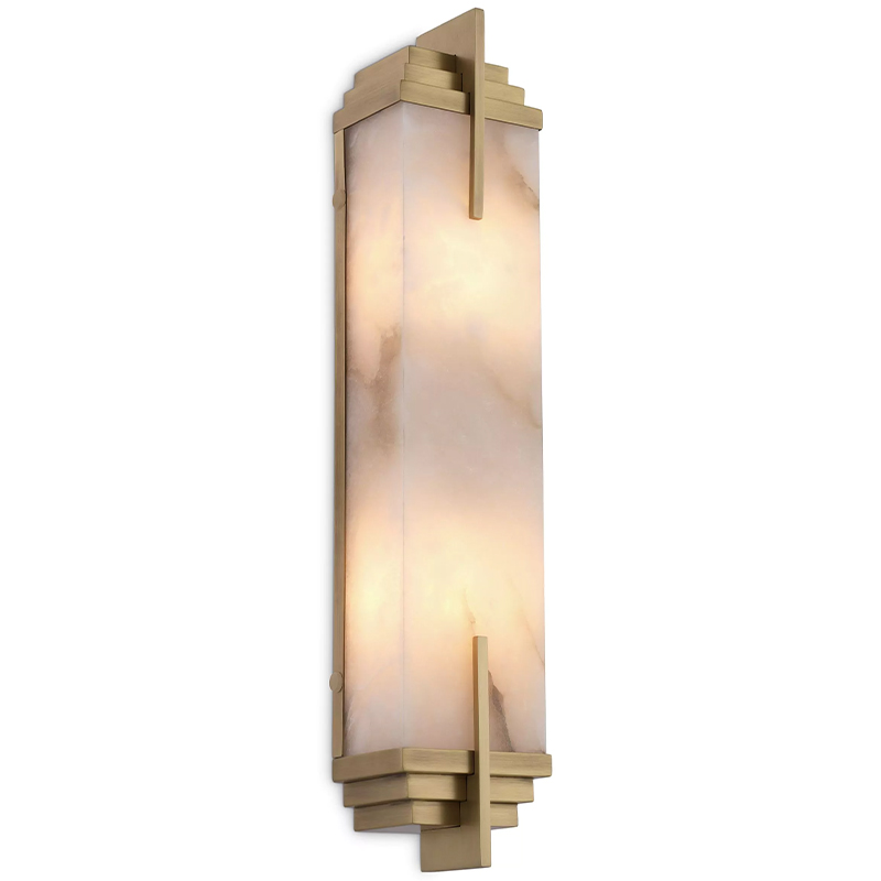 Бра Eichholtz Wall Lamp Harman Brass Латунь Бежевый Белый Мрамор Bianco в Краснодаре | Loft Concept 