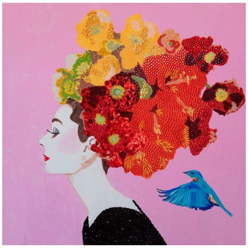 Картина Audrey with Flower Bouquet Headdress, Blue Bird, and Pink Background Мульти Картина Audrey with Flower Bouquet Headdress, Blue Bird, and Pink Background Мульти в Краснодаре | Loft Concept