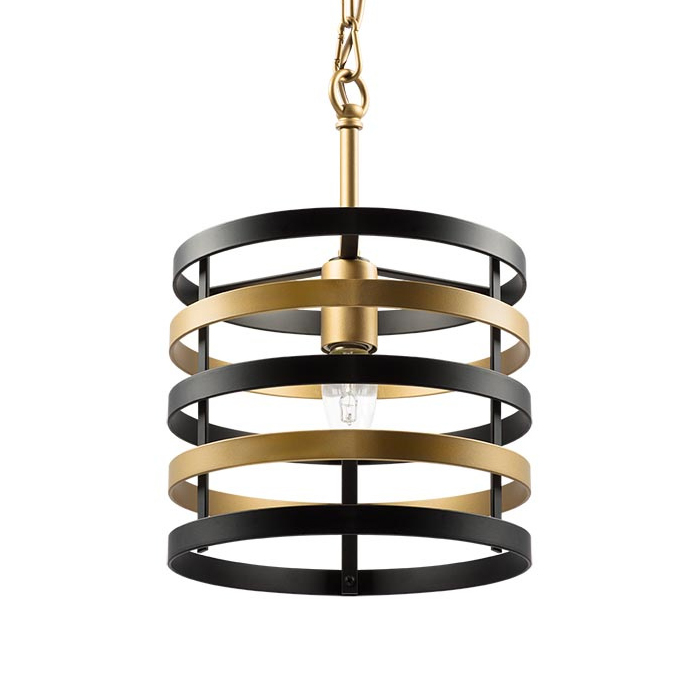 Подвесной светильник Gold Stripes Chandelier Черный Золотой в Краснодаре | Loft Concept 