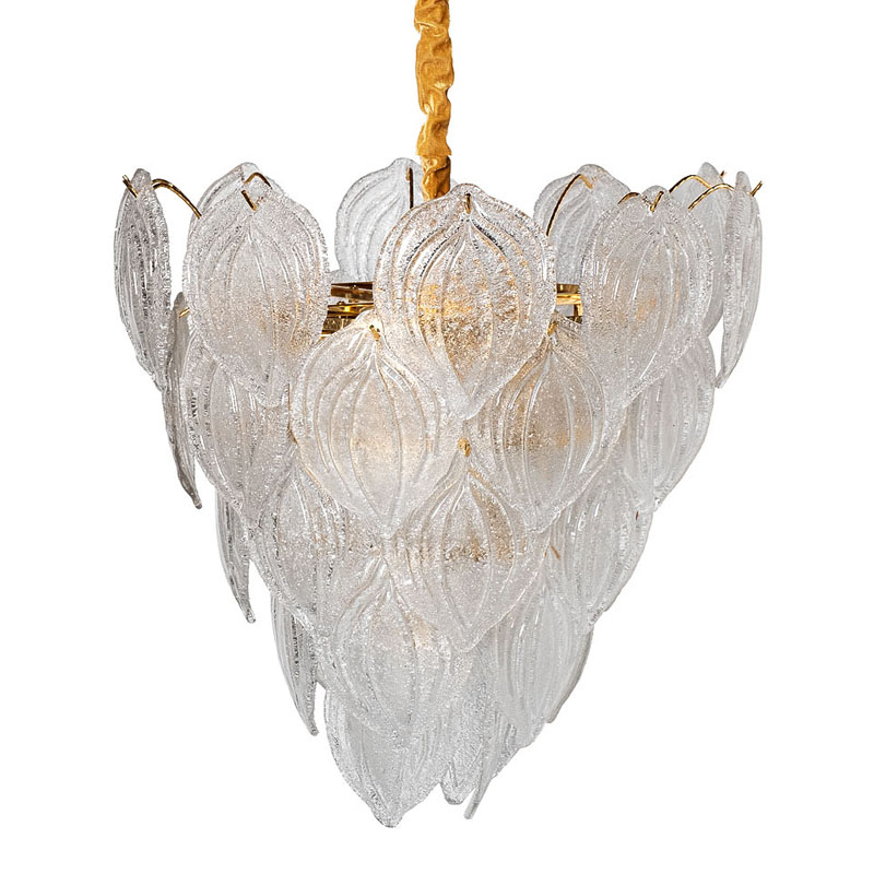 Люстра Textured Glass Chandelier Petal 10 Глянцевое золото в Краснодаре | Loft Concept 