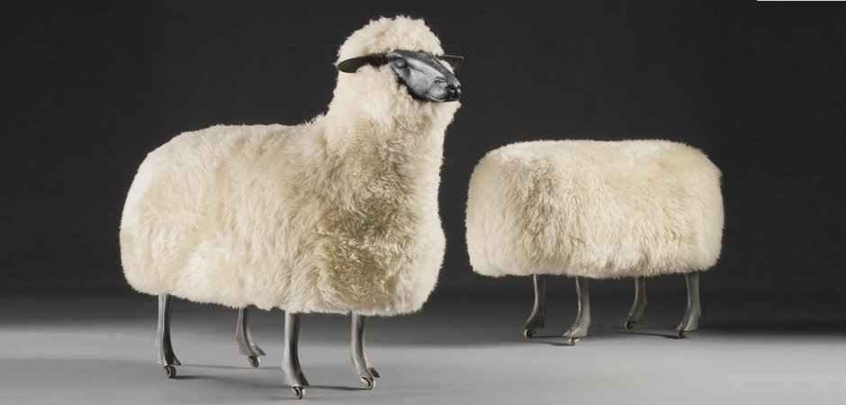 Пуф Овечка Sheep Bench  White Moutons de laine - фото №1