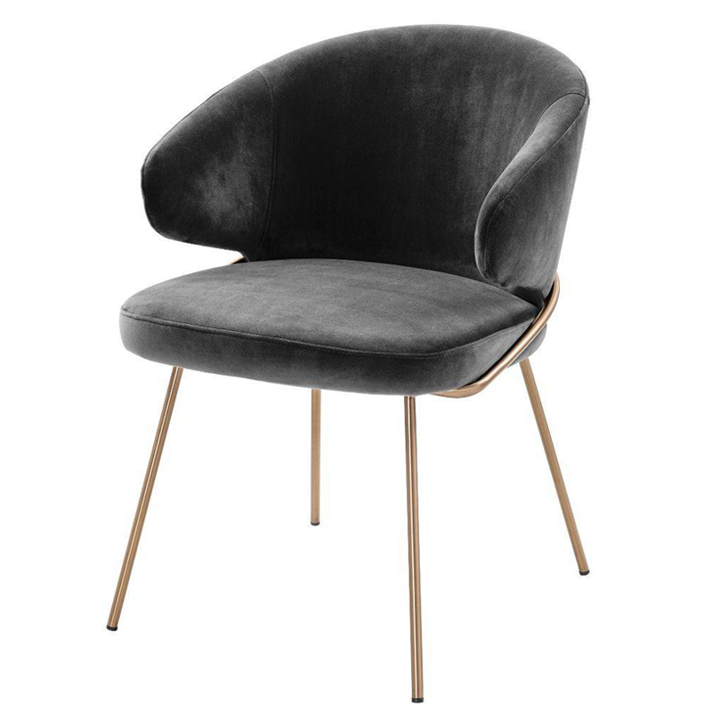 Стул Eichholtz Dining Chair Kinley dark grey Серый Латунь в Краснодаре | Loft Concept 