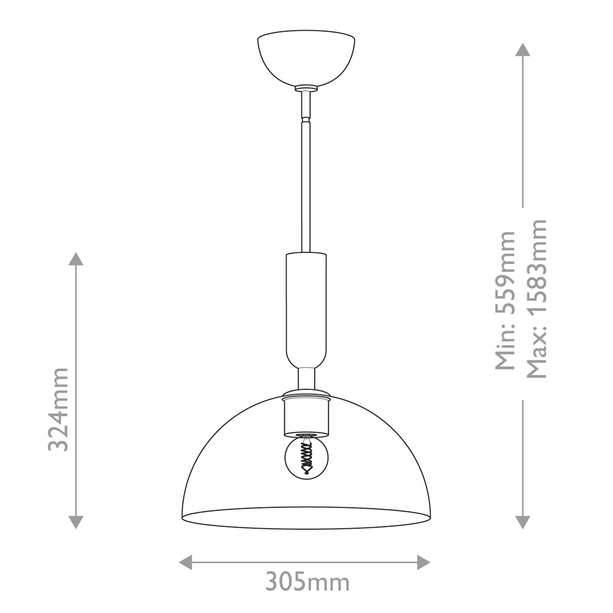 Подвесной светильник с прозрачным полусферическим стеклянным плафоном Alora Mood  в Краснодаре