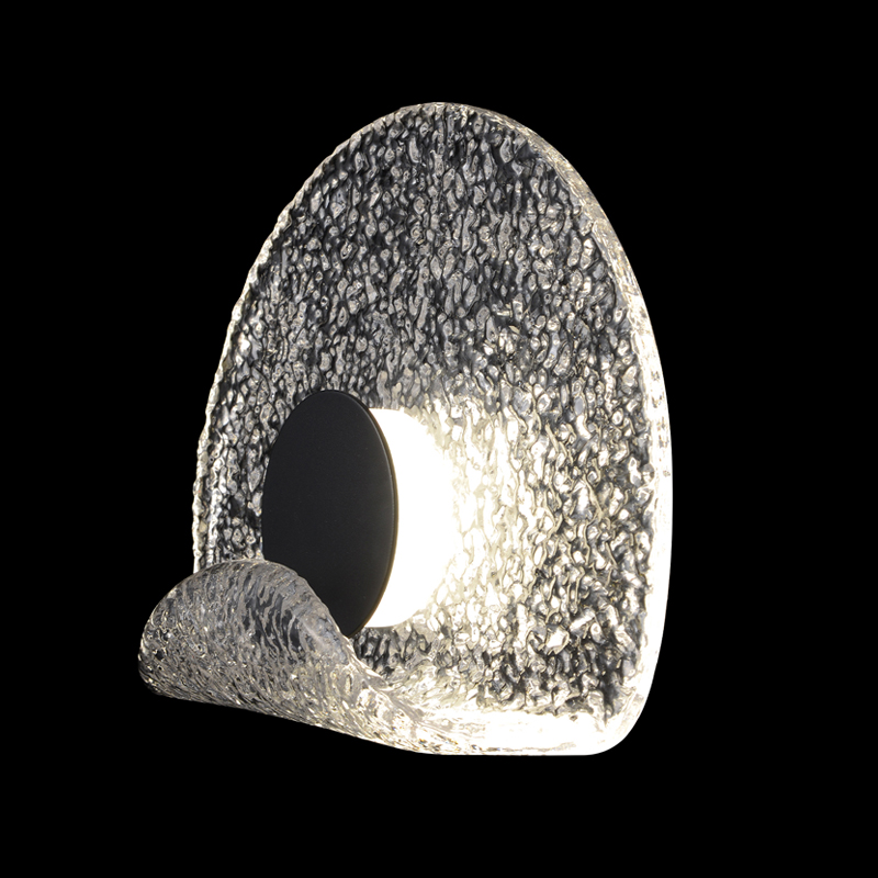 Бра из текстурированного прозрачного стекла с изогнутым краем Textured Glass Черный Прозрачное Стекло Бра из текстурированного прозрачного стекла с изогнутым краем Textured Glass Черный Прозрачное Стекло в Краснодаре | Loft Concept