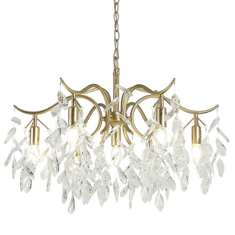 Люстра Hanging Crystal Leaves Chandelier 71 матовое золото Прозрачный (Transparent) в Краснодаре | Loft Concept 