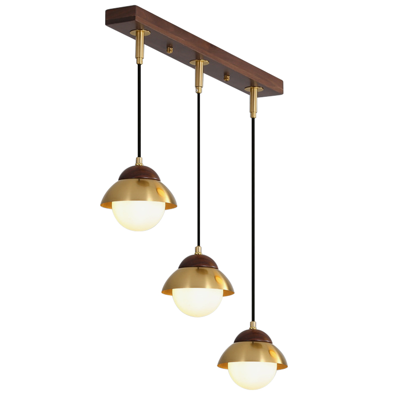 Линейный светильник Roch Linear Pendant Wooden Eco Light Белый Коричневый Латунь в Краснодаре | Loft Concept 