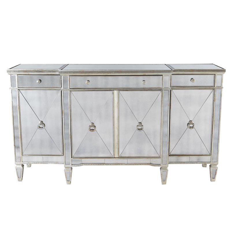 Комод зеркальный Celso Mirrored Chest of drawers 3 ящика и 4 дверцы Зеркало в Краснодаре | Loft Concept 