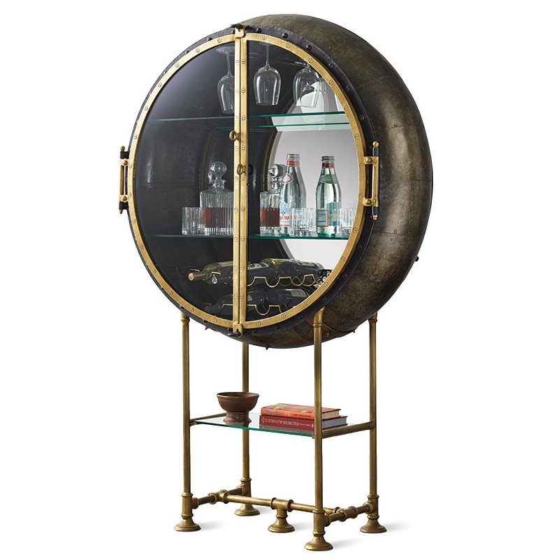 Шкаф Porthole Bar Restoration Hardware Латунь в Краснодаре | Loft Concept 