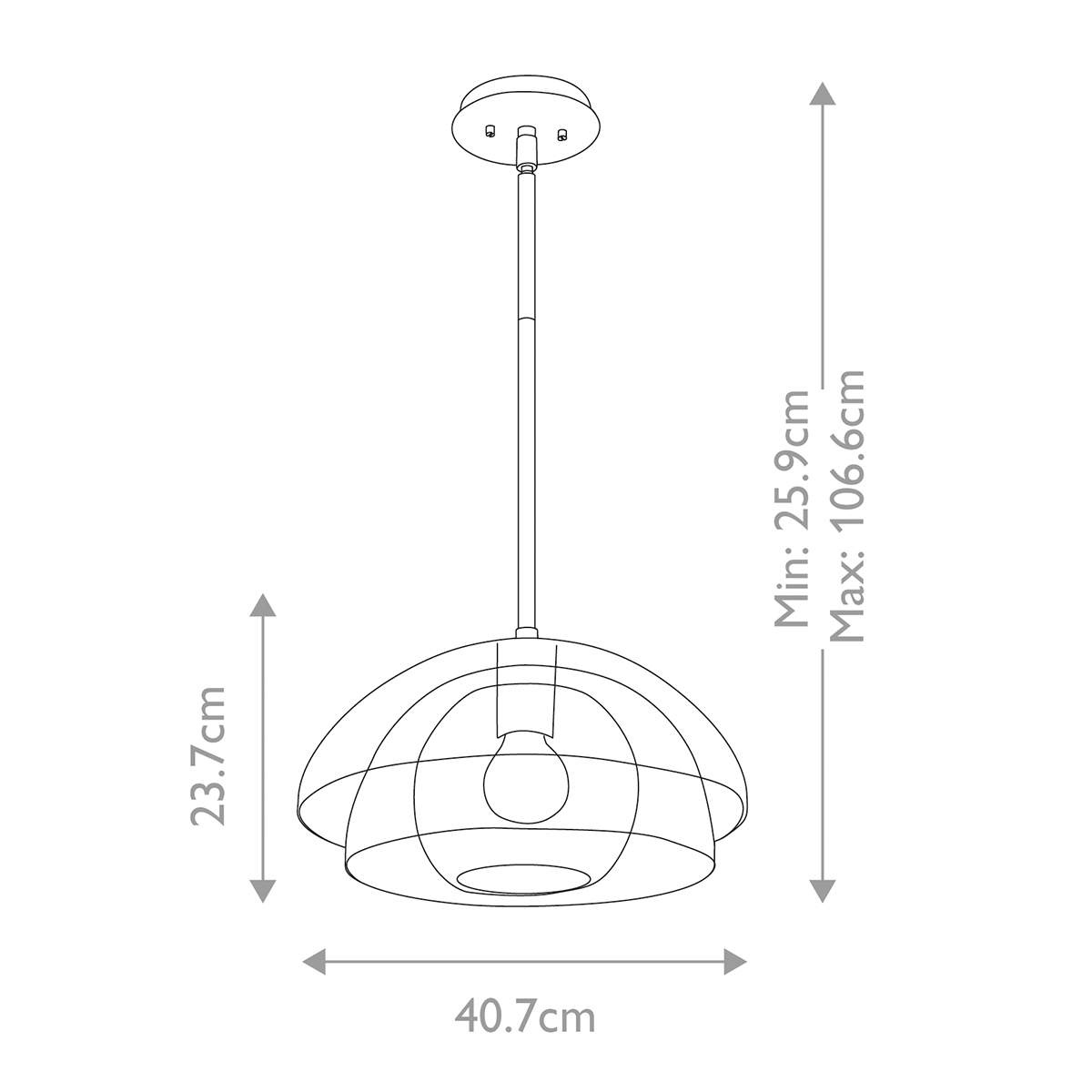 Подвесной светильник с прозрачным двойным стеклянным плафоном в форме купола и внутренней сферой Hinkley в Краснодаре