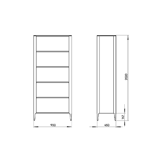 Стеллаж прямой серый с открытыми полками Type  в Краснодаре