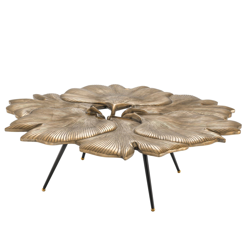 Кофейный стол Eichholtz Coffee Table Ginkgo Латунь Античная полированная Черный в Краснодаре | Loft Concept 