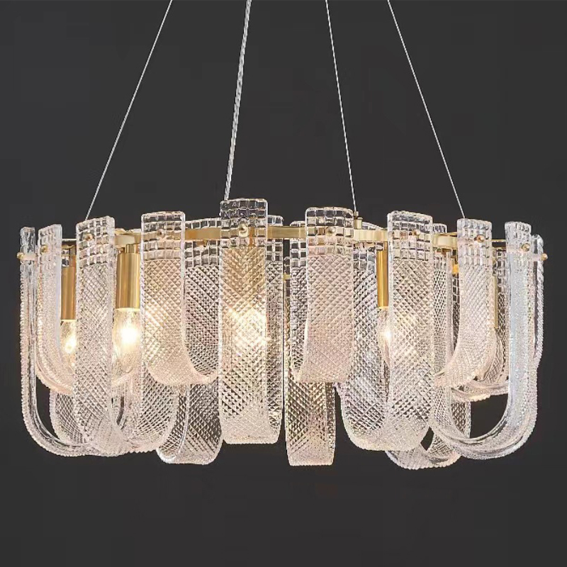 Люстра Prudence Textured Glass Chandelier Золотой Прозрачное Стекло в Краснодаре | Loft Concept 