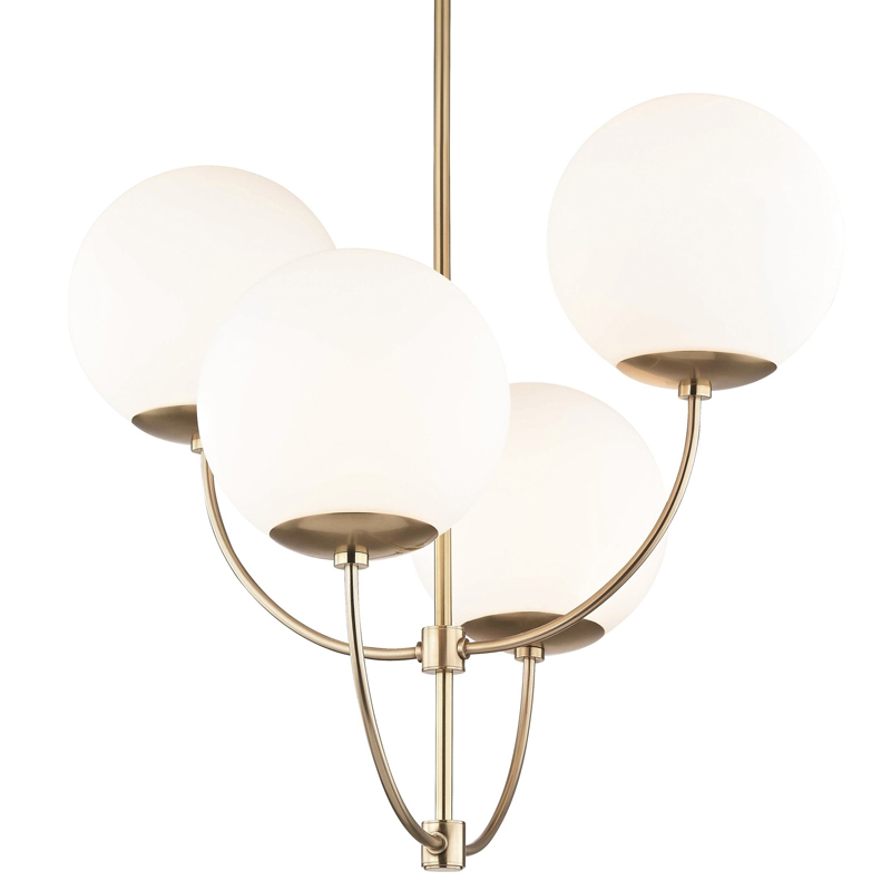 Люстра Breasal White Matte Balls Chandelier Brass Латунь Белое матовое стекло в Краснодаре | Loft Concept 