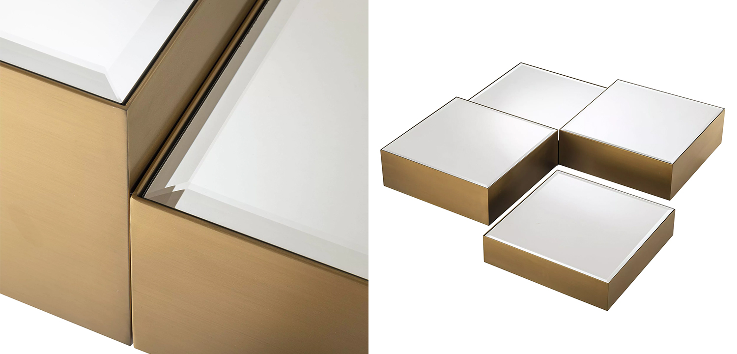 Комплект кофейных столиков Eichholtz Coffee Table Esposito set of 4 Mirror Glass - фото №1