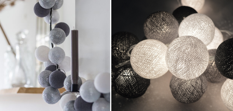 Гирлянда хлопковые фонарики Сotton Ball Silver Mix - Loft-Concept в Краснодаре