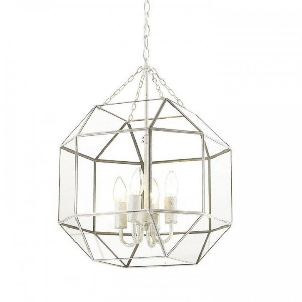 Подвесной светильник Glass & Metal Cage Pendant White 4 Белый в Краснодаре | Loft Concept 