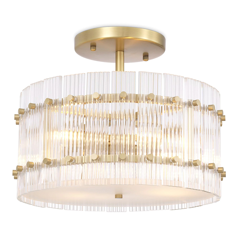 Потолочный светильник Eichholtz Ceiling Lamp Ruby Round Brass Латунь Прозрачное Стекло в Краснодаре | Loft Concept 