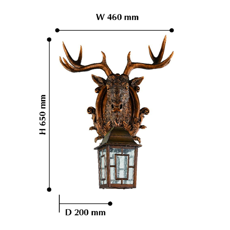 Коричневый уличный светильник с головой лося ANIMAL LANTERN в Краснодаре