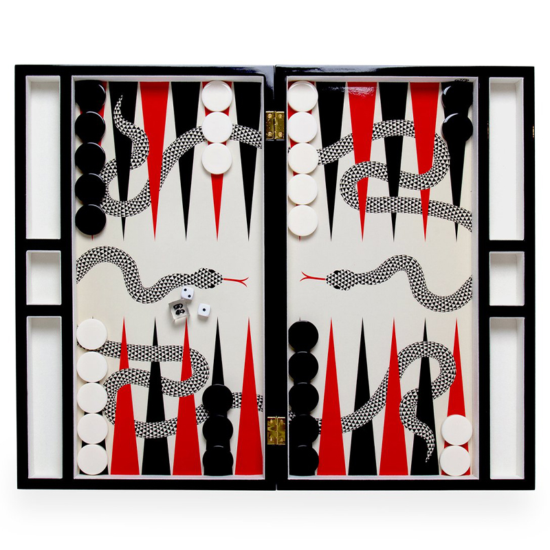 Нарды  EDEN BACKGAMMON SET Jonathan Adler Красный Черный ivory ( слоновая кость ) в Краснодаре | Loft Concept 