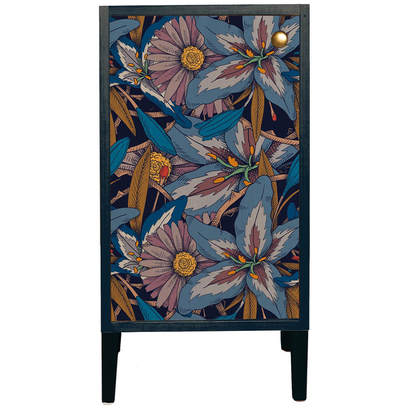 Шкаф с цветочным изображением Blue Floral Print Cabinet Синий Мульти в Краснодаре | Loft Concept 