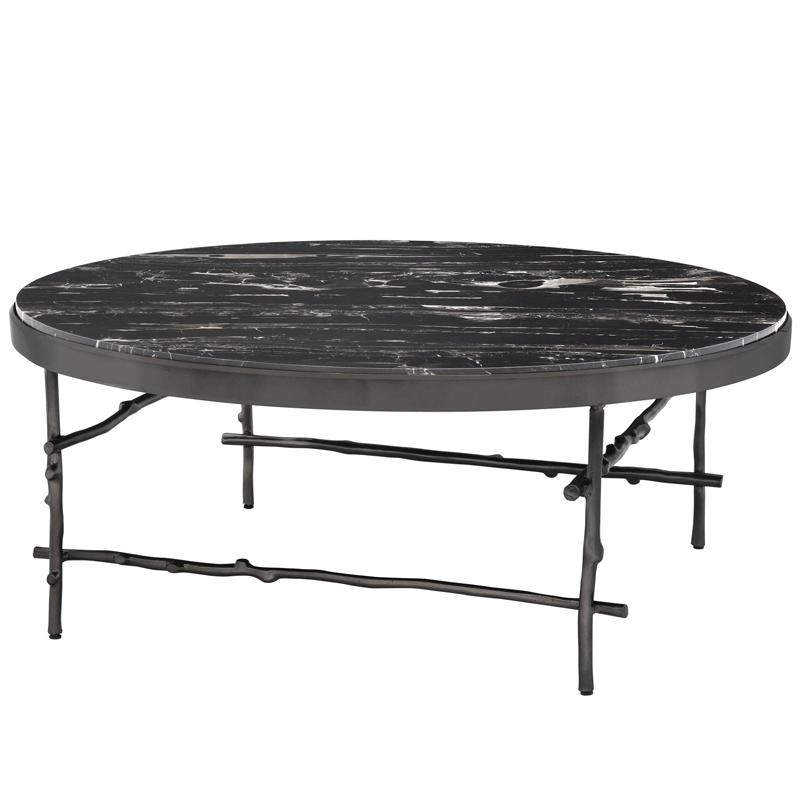 Кофейный стол Eichholtz Coffee Table Tomasso round Черный Мрамор Nero Темная бронза в Краснодаре | Loft Concept 