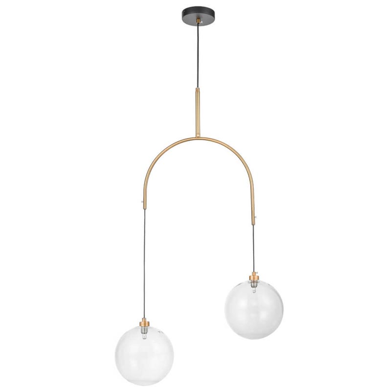 Люстра Two Hanging Ball Chandelier Золотой Прозрачный Черный в Краснодаре | Loft Concept 